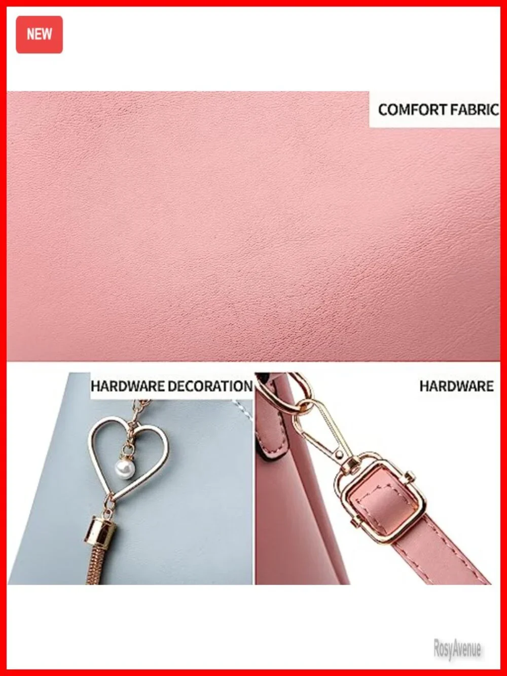 Small Faux Leather Crossbody Bag with Metal Pendant Lightweight Shoulder Satchel